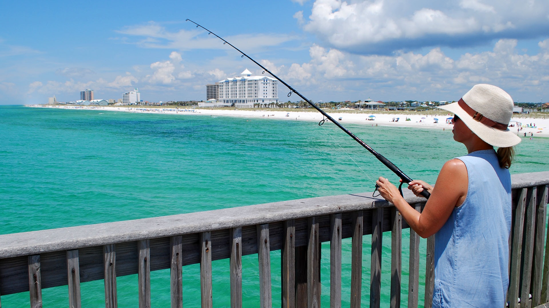 The Pensacola Beach Pier is a beautiful spot to throw in a line.