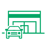 Car in front of a building Icon